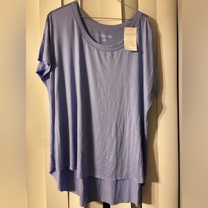 NWT! Soft Surroundings lilac raw edge short sleeve top size L